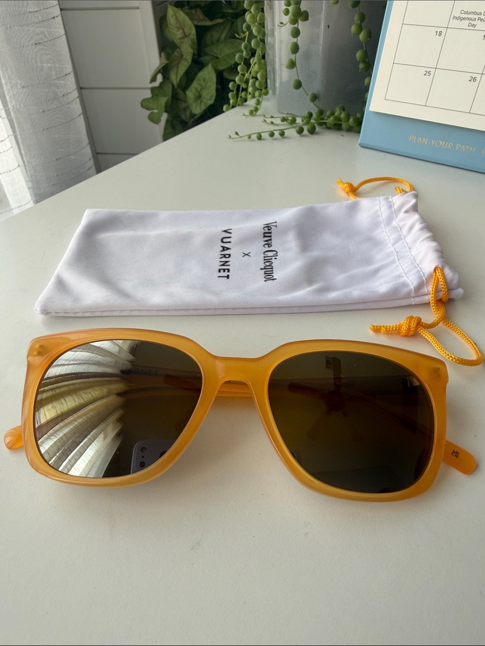 Vuarnet Unisex Orange Frame Sunglasses with Brown Lenses